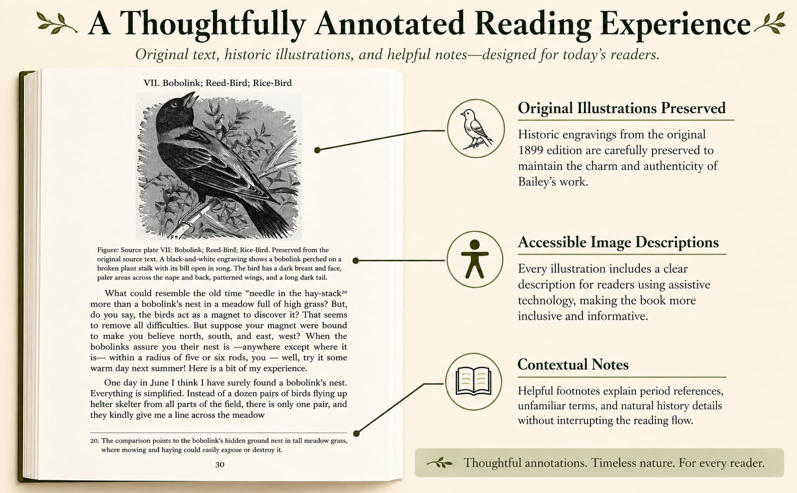 Annotated book layout preserving historic illustrations with accessible descriptions and contextual notes